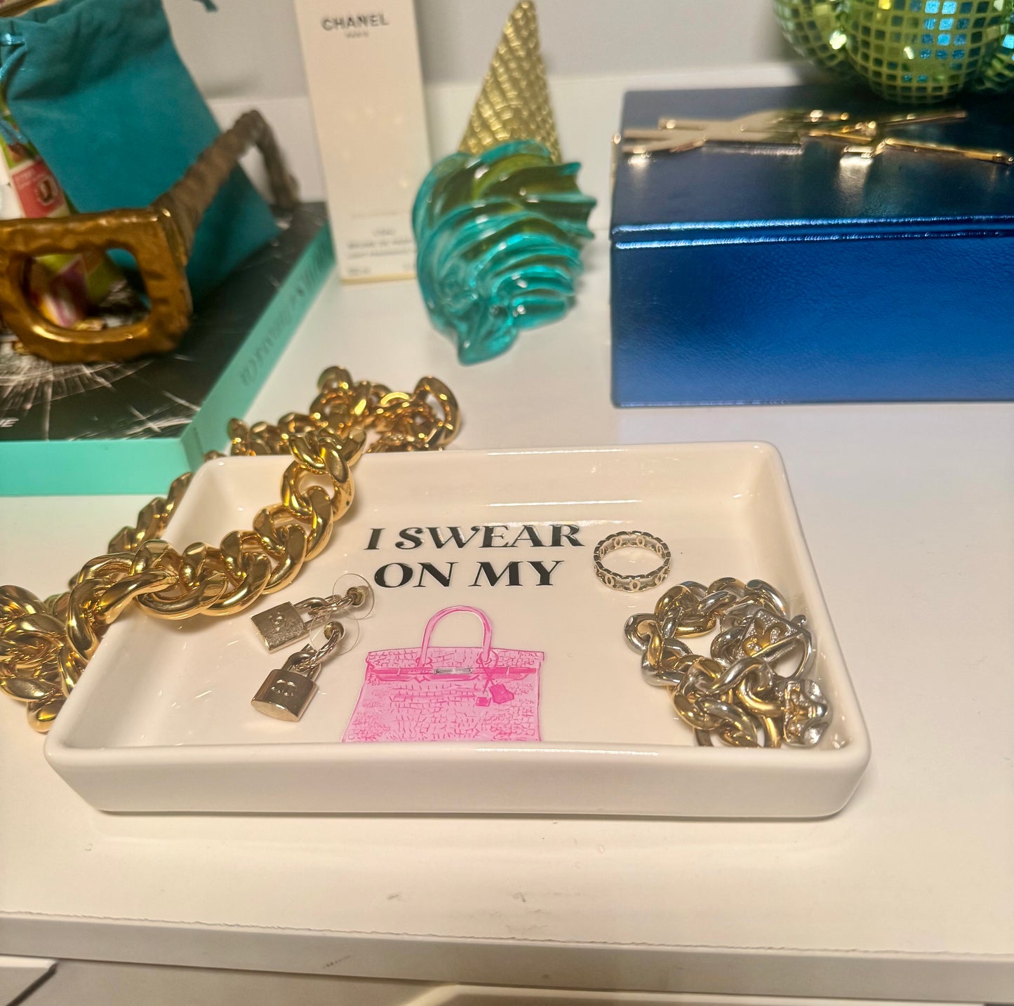 Ceramic Tray - Swear on My Pink Bag