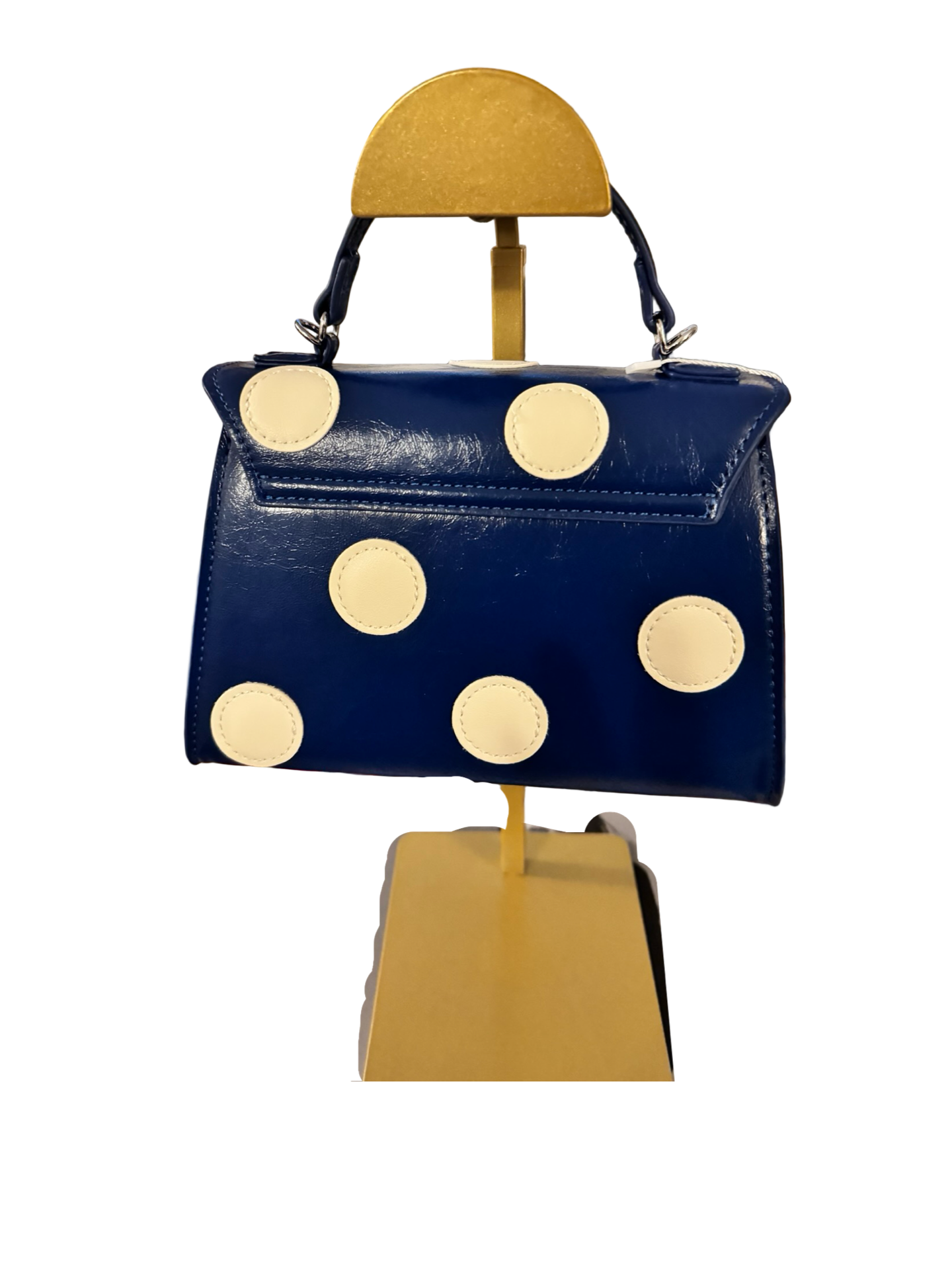 Melie Bianco Blue Polka Dot Mini Top-Handle Bag