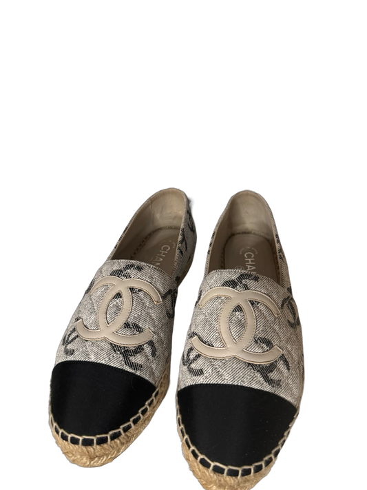 Chanel 22A Cotton Jacquard and Grosgrain Espadrilles SZ39 Preloved