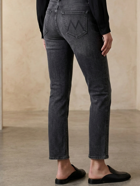 MOTHER The Insider Crop Jeans in "Not Guilty" Black