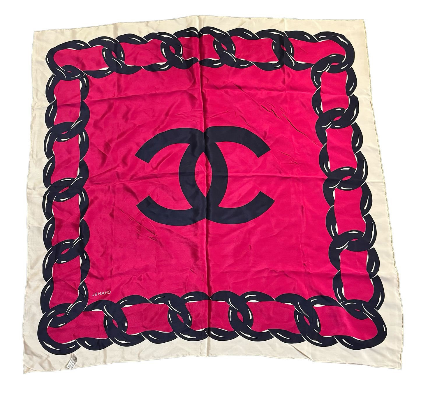 Chanel CC Silk Chain Border Square Scarf Preloved