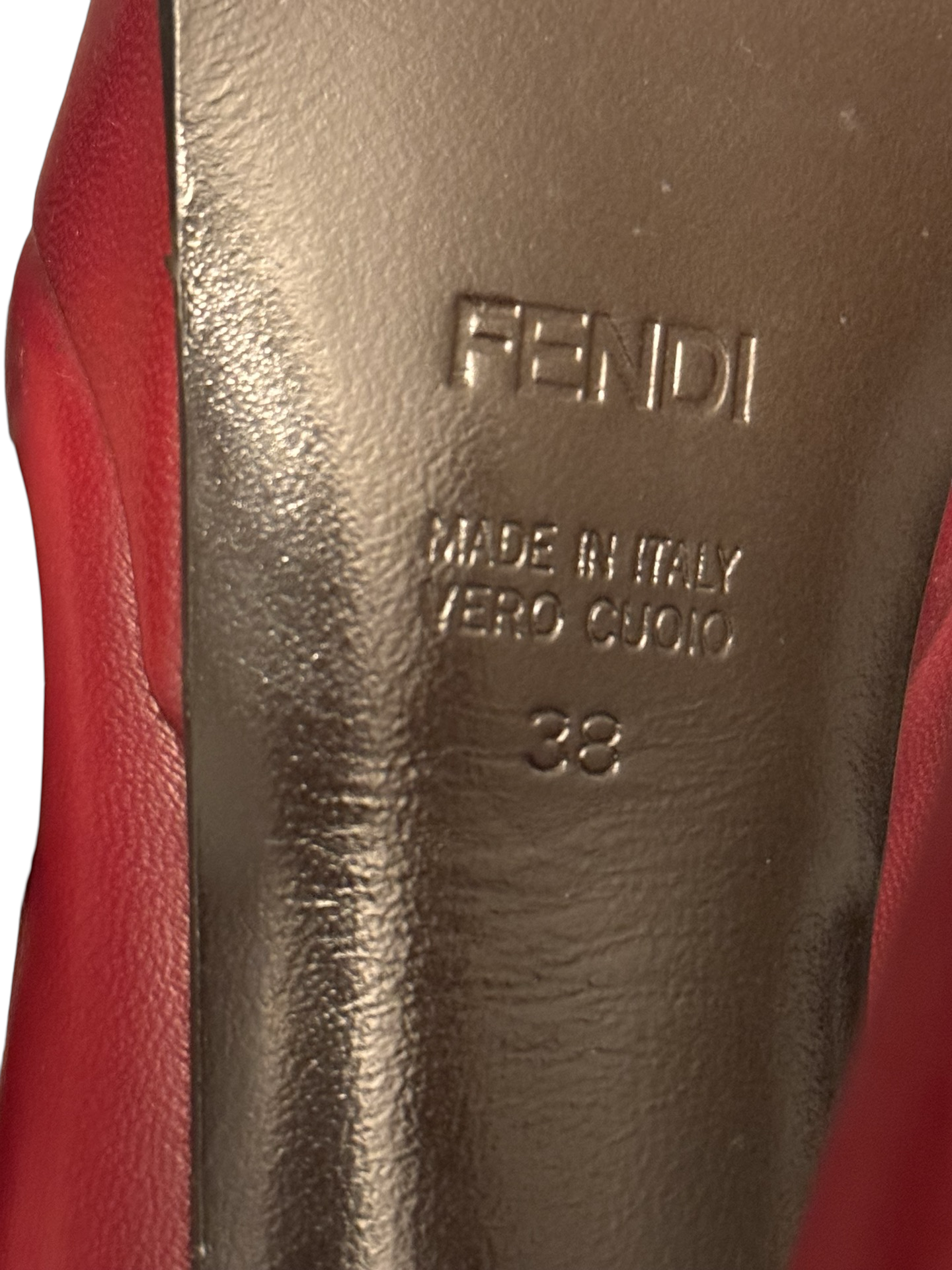 Fendi Decolette Nappa Red Platform Pump Sz 38 (Preloved)