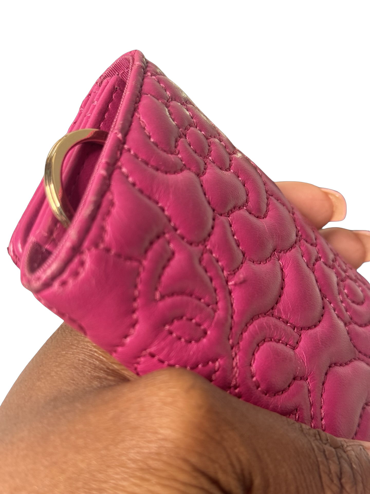 Chanel Camellia Stitch Lambskin Four Key Holder – Fuchsia with Gold Hardware
