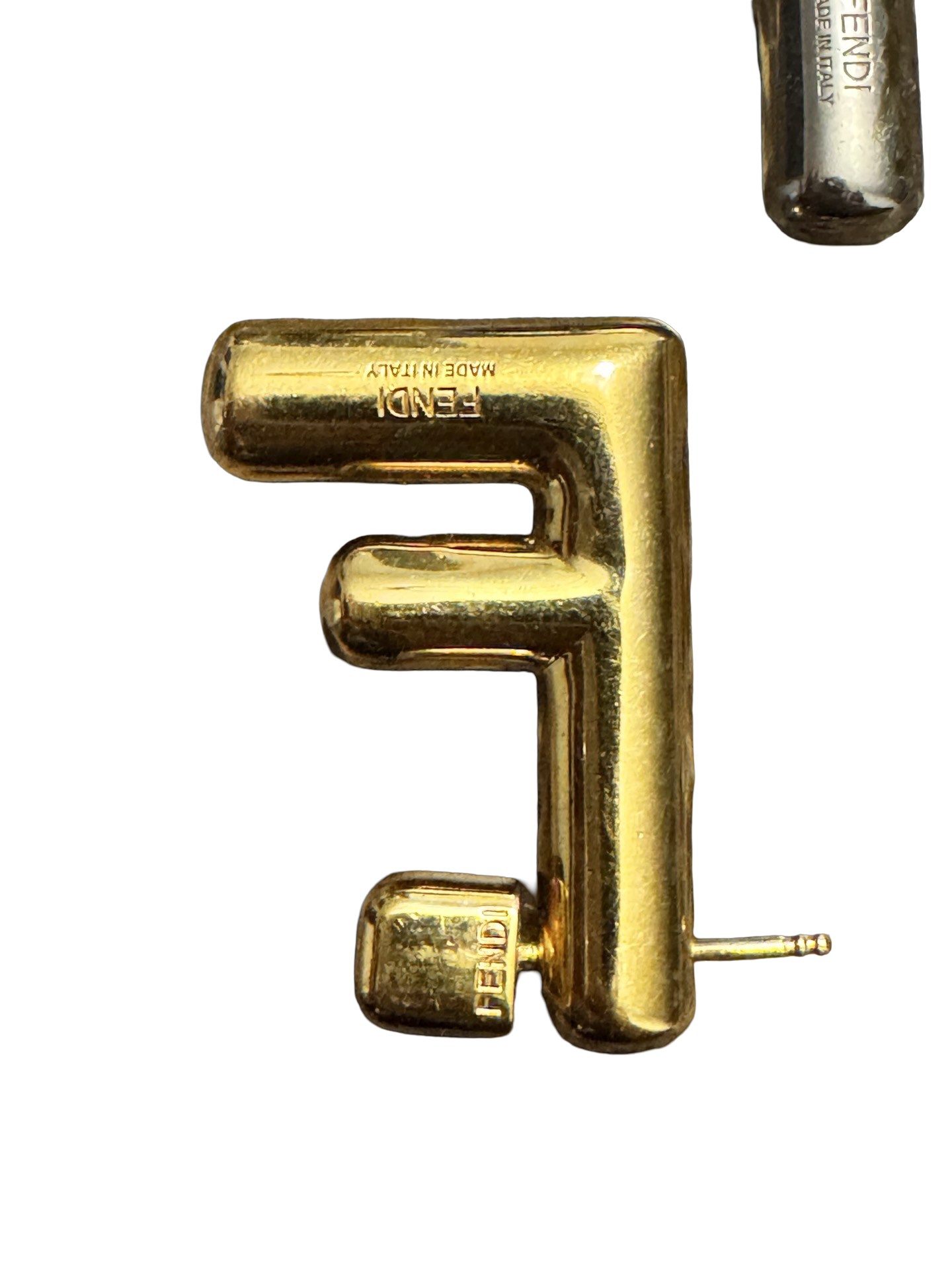 Fendi Crystal FF Logo Stud Earrings - Gold & Silver Mix