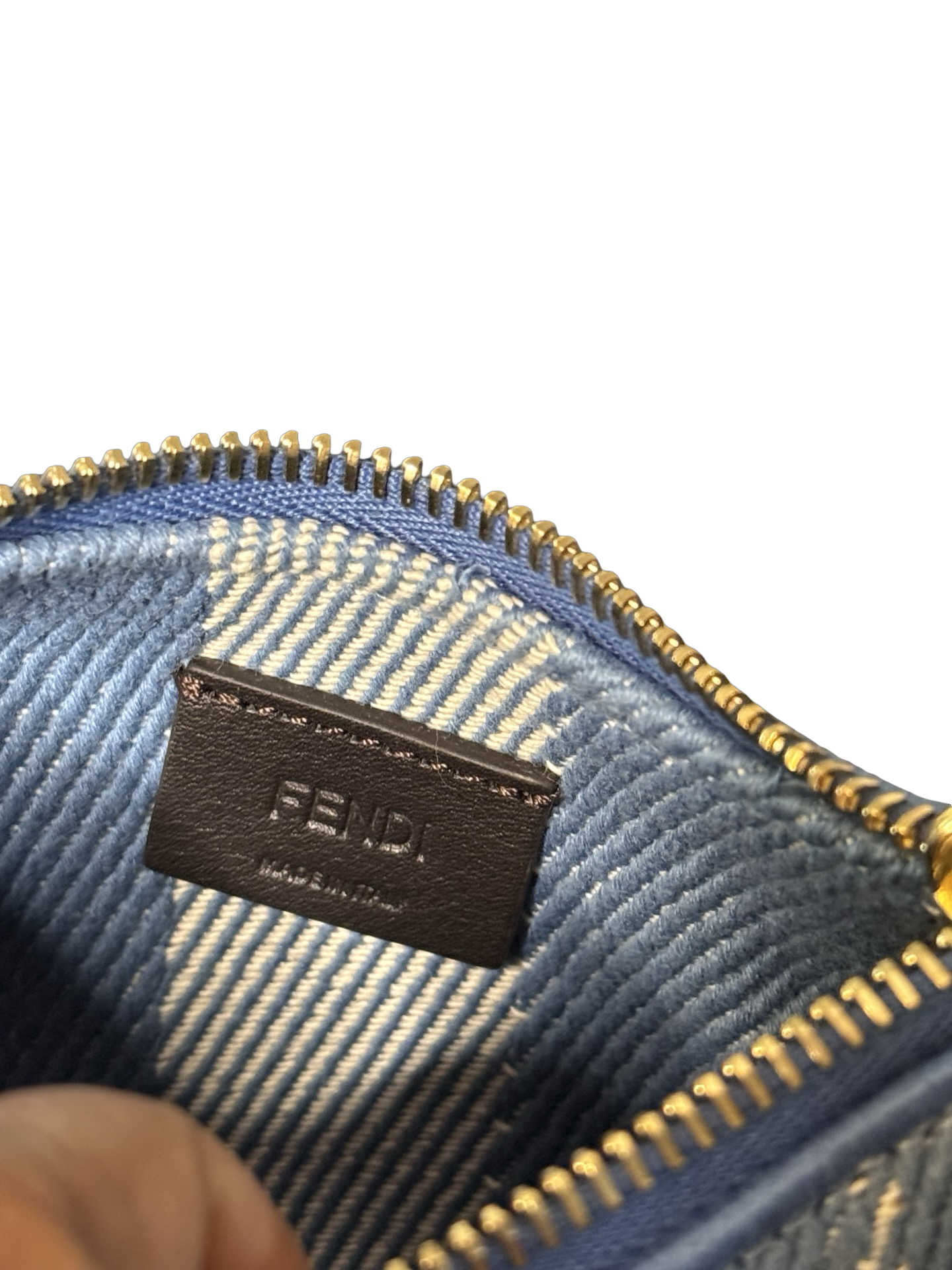Nano Fendi Fendigraphy Hobo Bag in Denim-Effect Jacquard