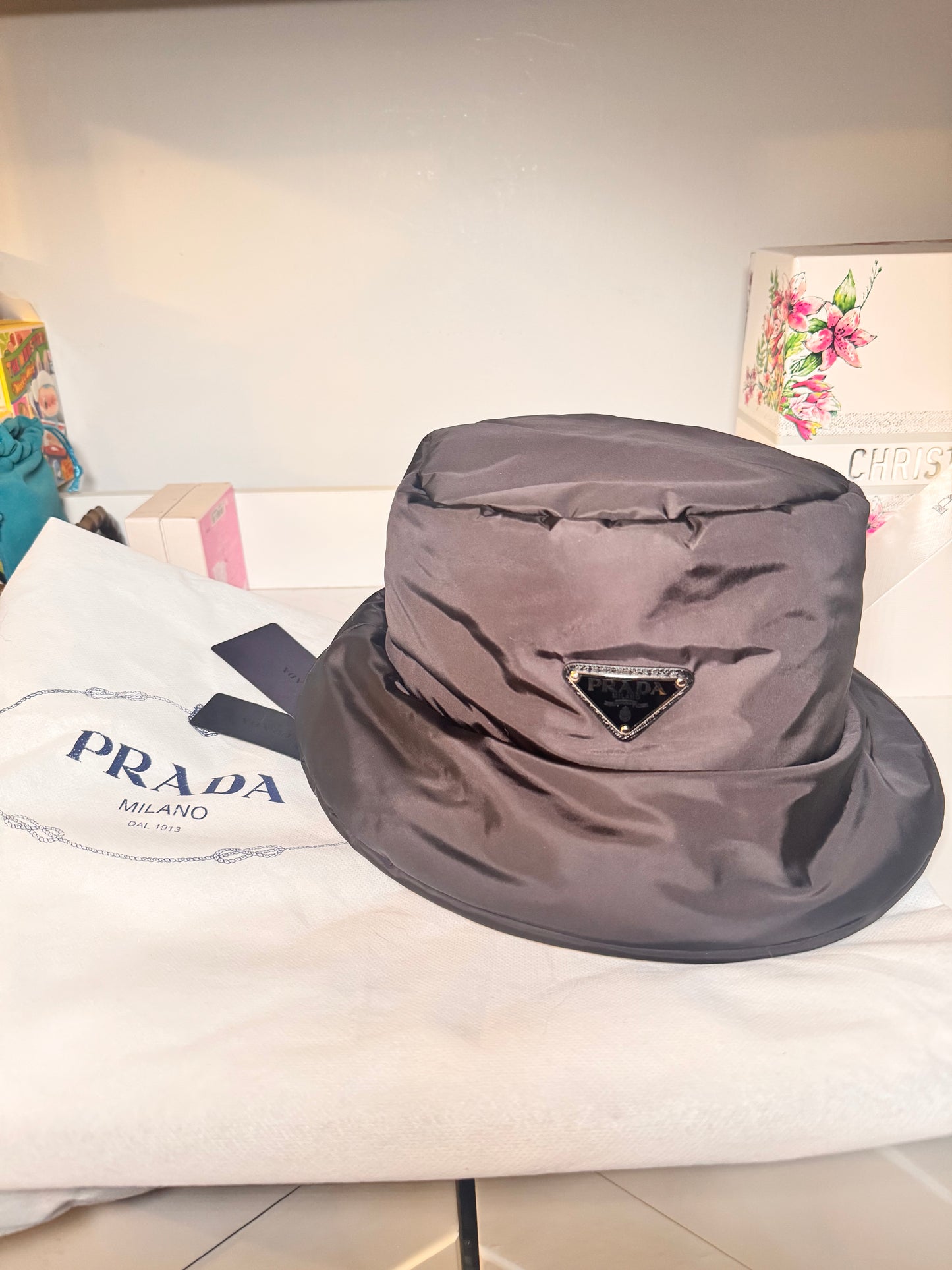 Prada Re-Nylon Padded Bucket Hat – Black (Size L)