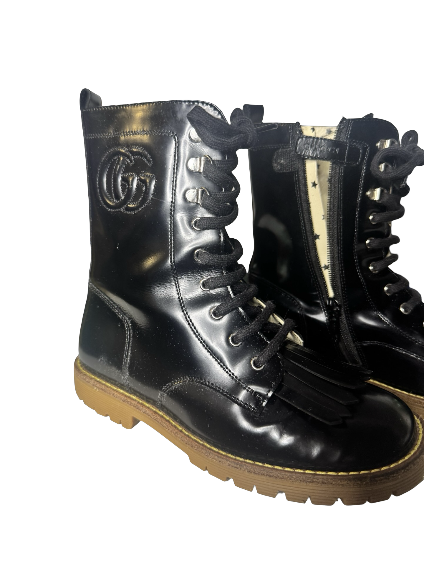 Gucci Girls GG Lace-Up Boots – Size 31 (US 13Youth) Preloved