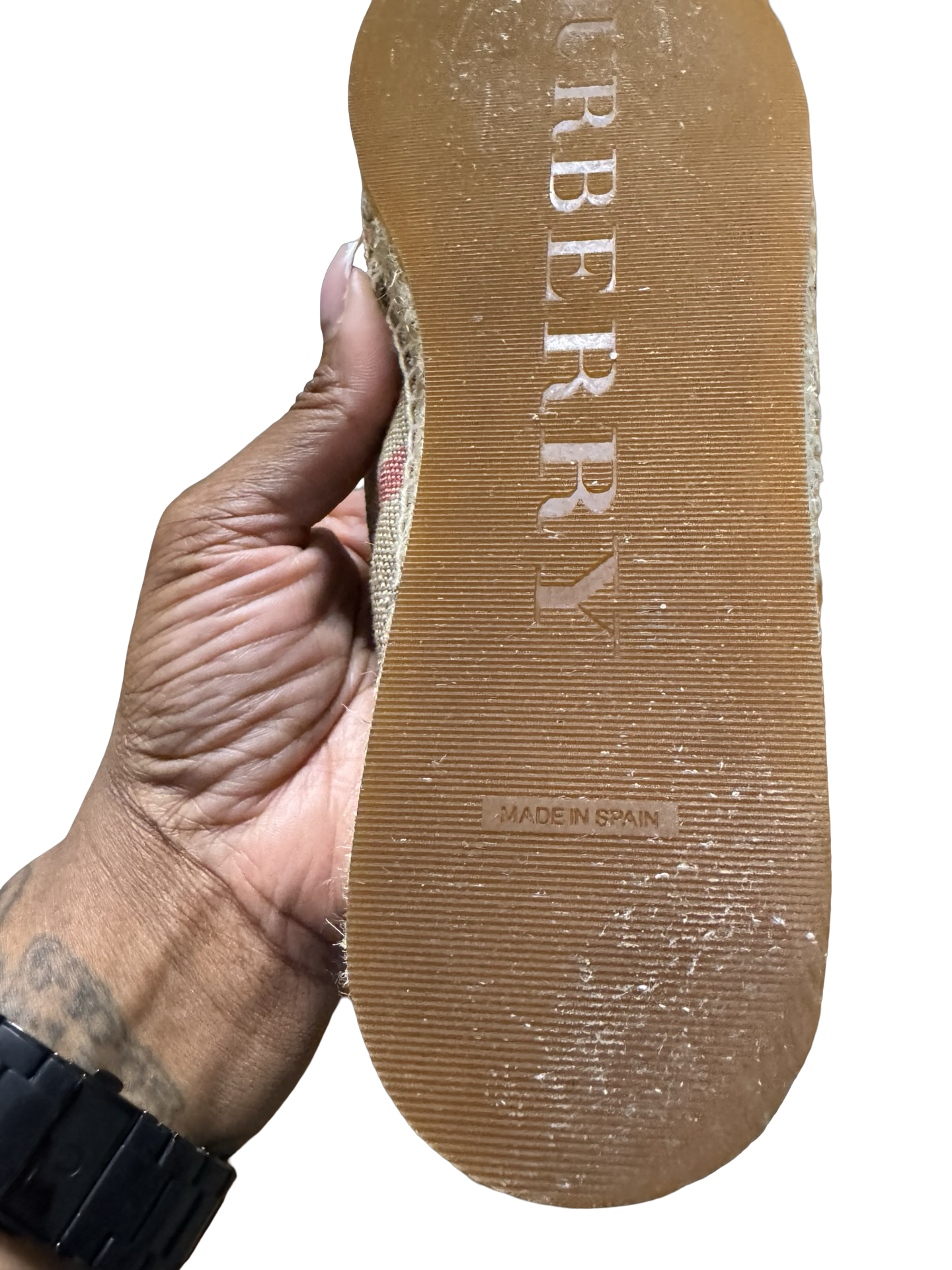 Burberry Neon Pink Tape & House Check Canvas Espadrilles Size 39 W/ Box