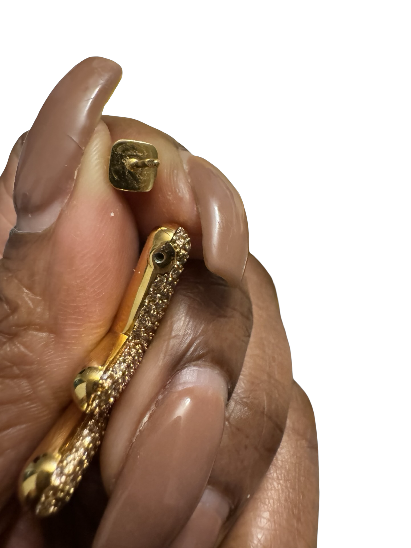 Fendi Crystal FF Logo Stud Earrings - Gold & Silver Mix