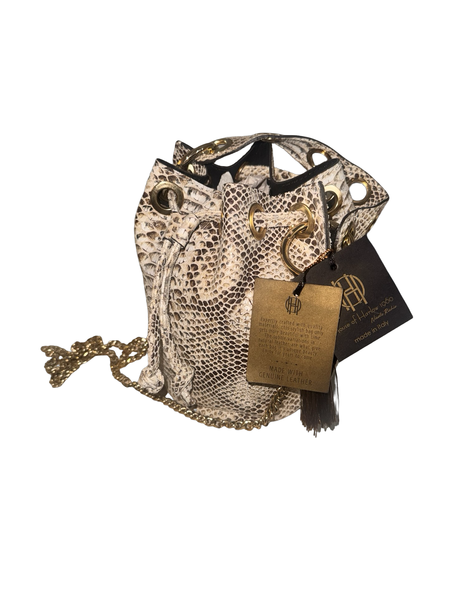 House of Harlow 1960 Snakeskin Print Bucket Bag NWT