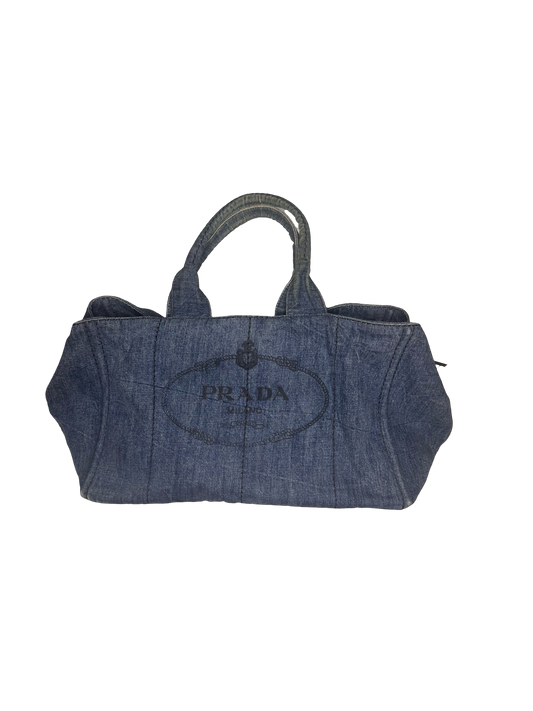 Prada Large Denim Canapa Tote (Preowned)