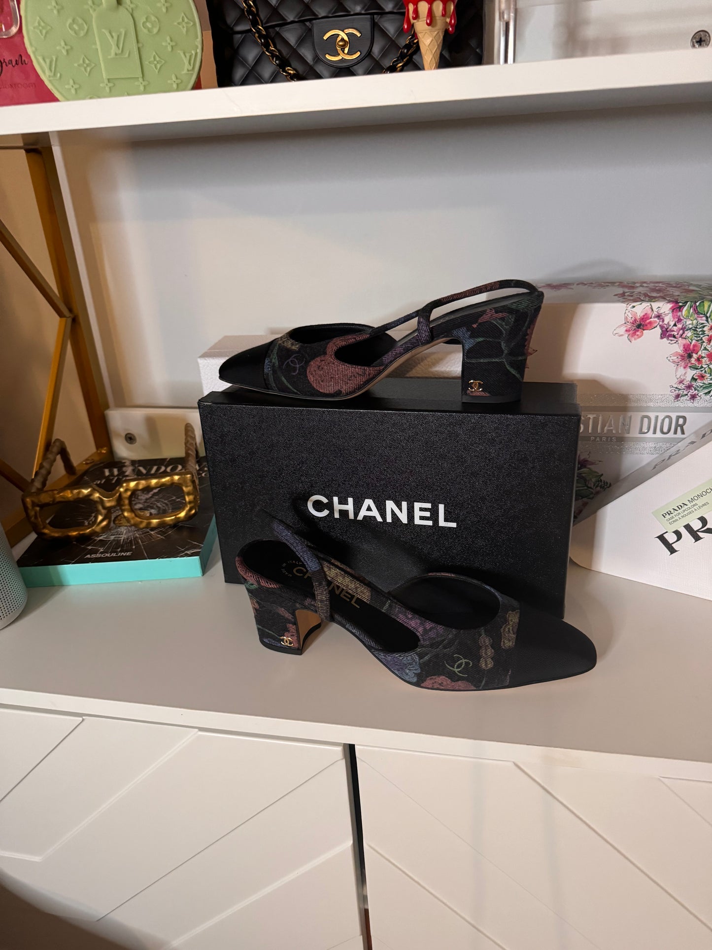 Chanel 21A Grosgrain and Denim Slingback Sz40 (Preloved)