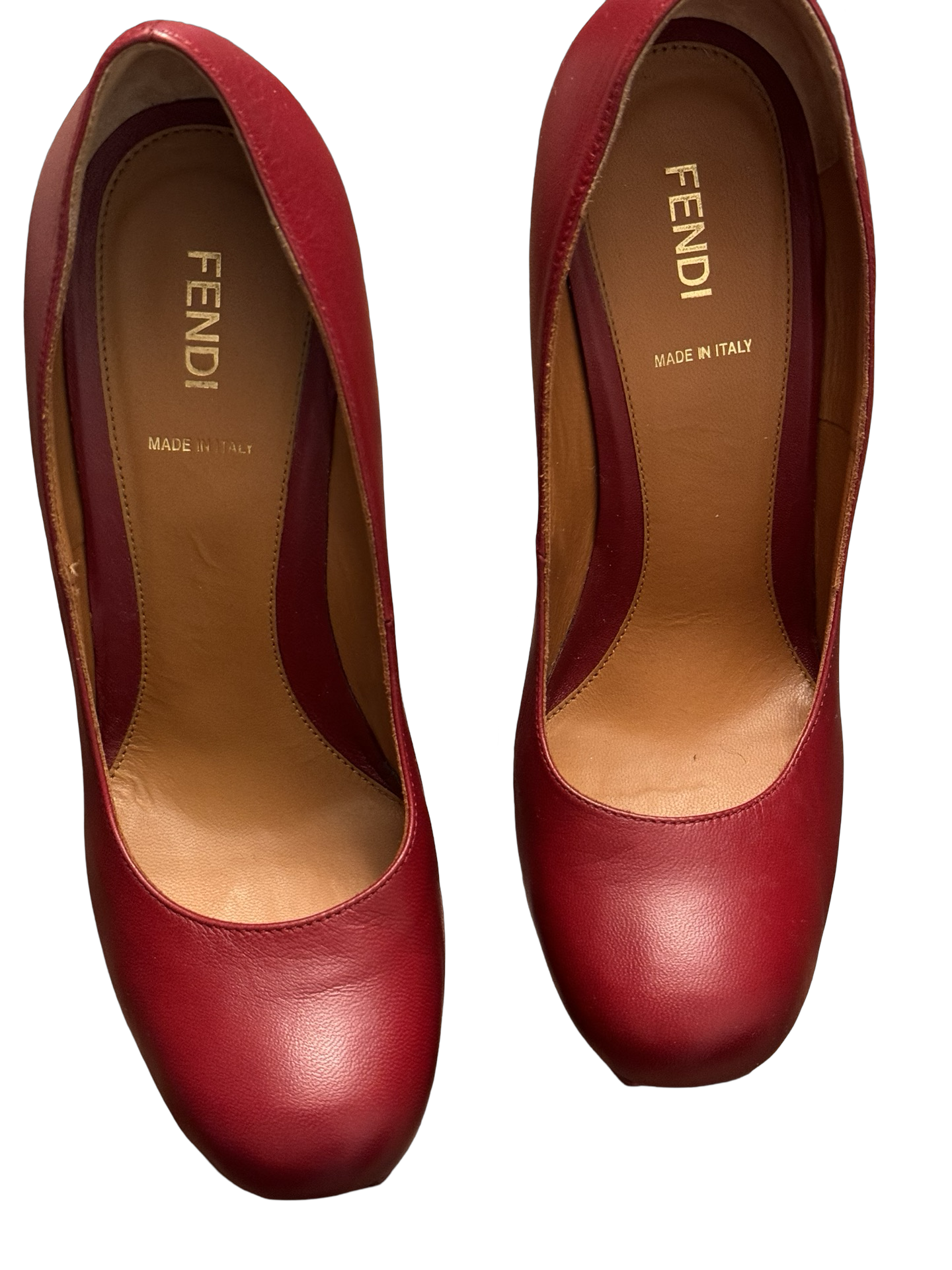 Fendi Decolette Nappa Red Platform Pump Sz 38 (Preloved)