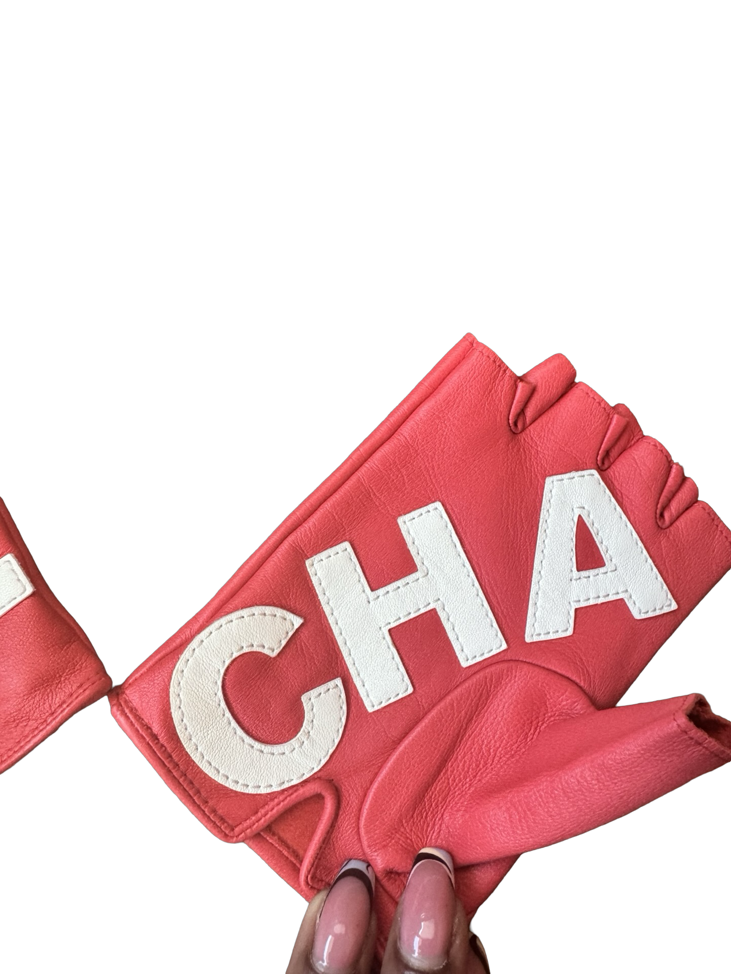 Chanel S/S 2019 "By The Sea" Lambskin Split-Logo Gloves