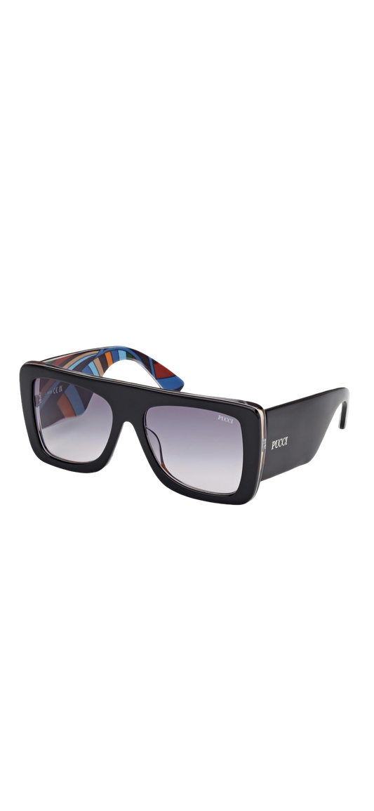 Emilio Pucci EP 230 Square Sunglasses – Black/Multicolor Texture