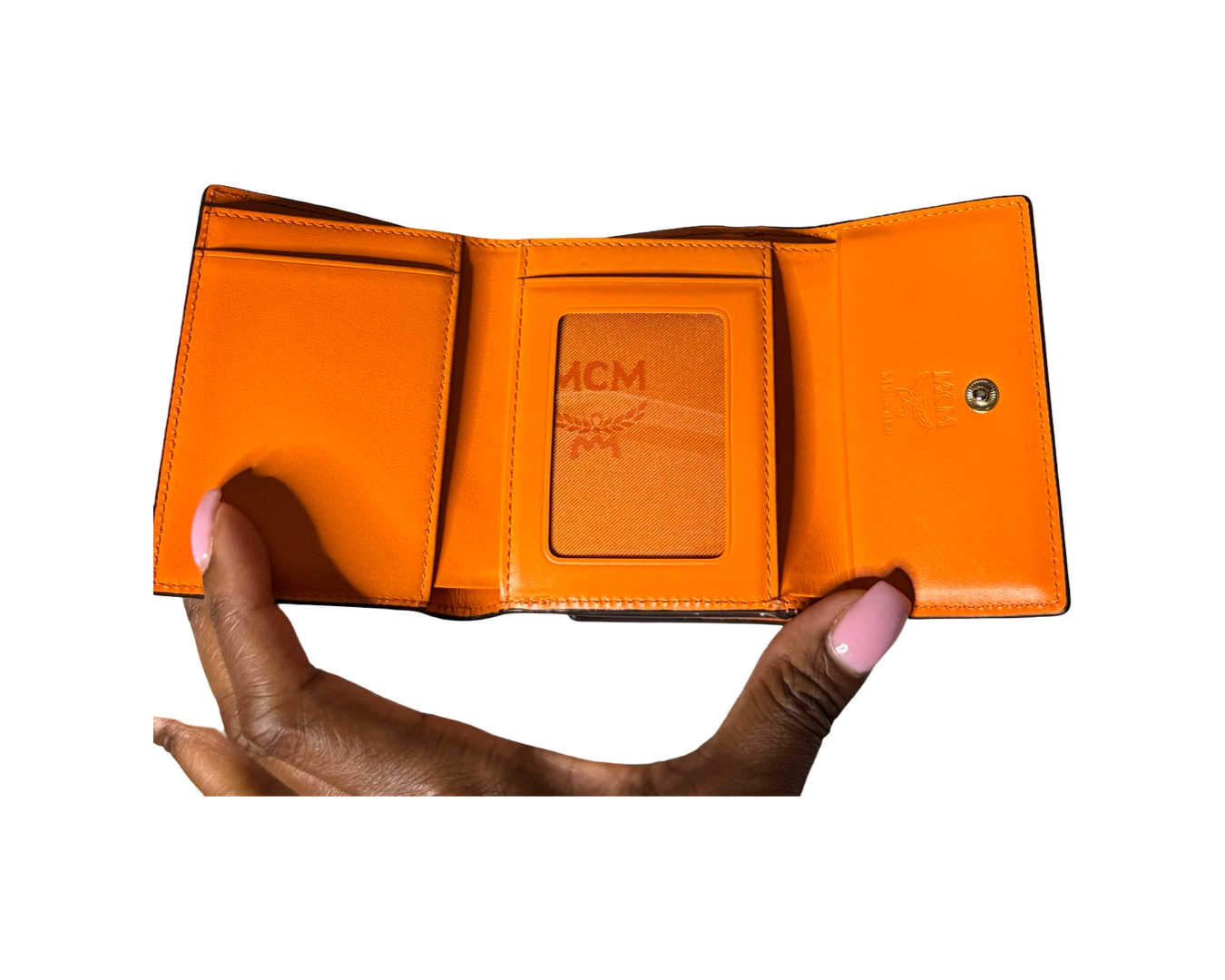 MCM Textured Saffiano Leather Trifold Compact Wallet