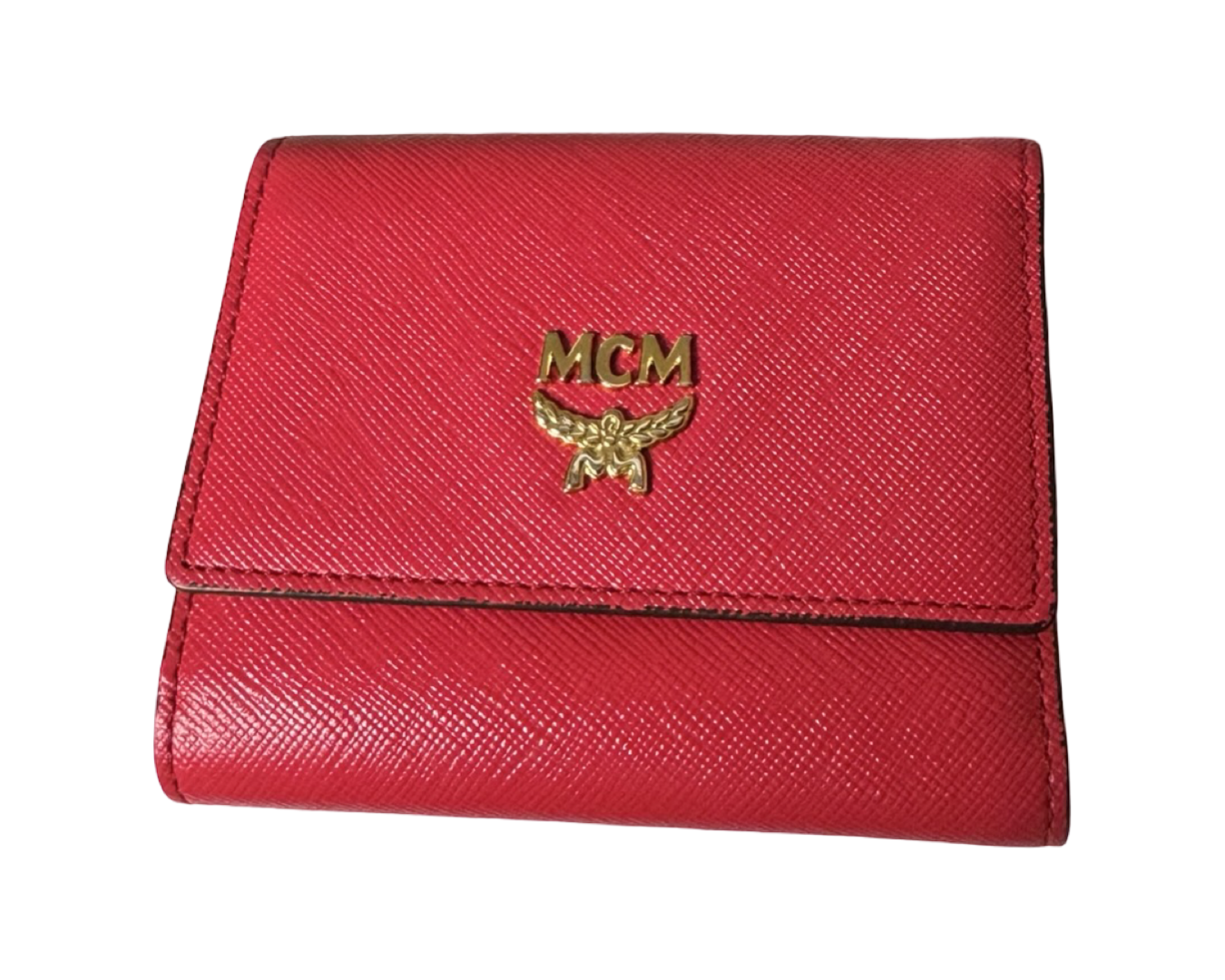 MCM Textured Saffiano Leather Trifold Compact Wallet