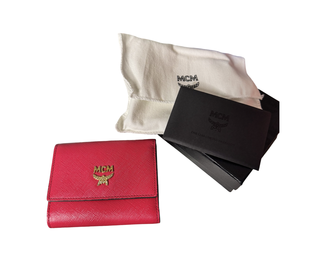 MCM Textured Saffiano Leather Trifold Compact Wallet