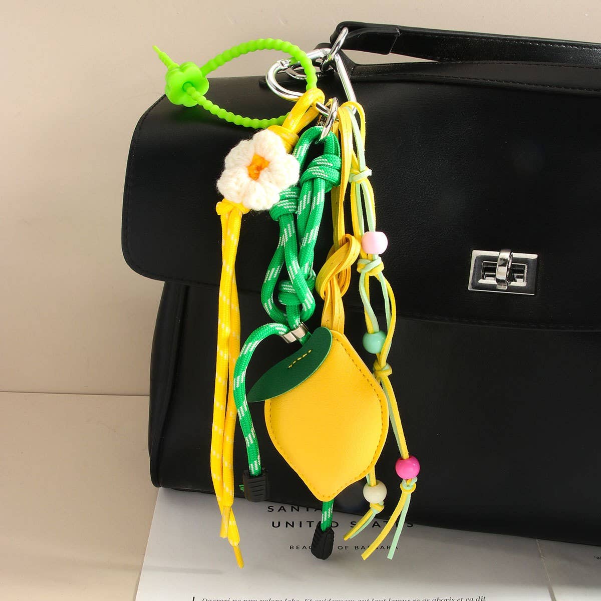 🍋 Lemon Drop Bag Charm – Colorful Accessory